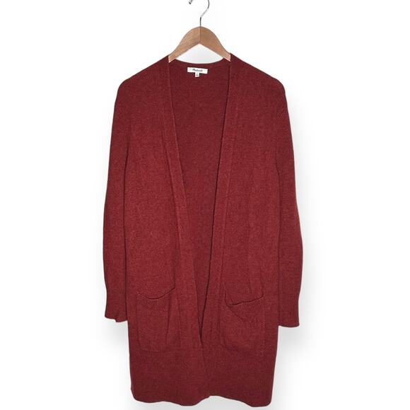 MADEWELL Merino Wool Alpaca Kent Cardigan Sweater Duster Cozy Lagenlook Red - Picture 9 of 13